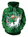 Clover And Unicorn Pattern Pullover Hoodie