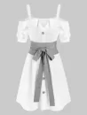 Cold Shoulder Button Through Belted Dress