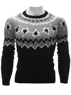 Color Block Waviness Graphic Crew Neck Sweater