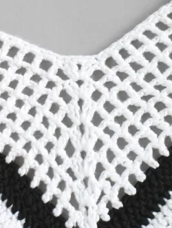Colorblock Crochet Halter Crop Tank Top