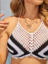 Colorblock Crochet Halter Crop Tank Top