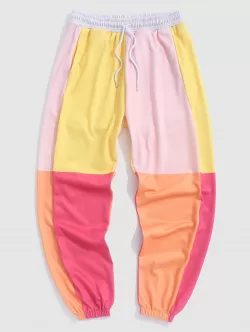 Colorblock Pocket Casual Beam Feet Sweatpants