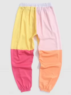 Colorblock Pocket Casual Beam Feet Sweatpants