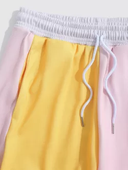 Colorblock Pocket Casual Beam Feet Sweatpants