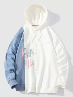 Colorblock Splicing Letter Print Hoodie