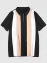 Colorblock Striped Quarter Zip Tee