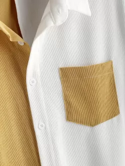Colorblock Texture Corduroy Shirt