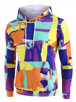 Colorful Geometric Print Casual Hoodie