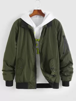 Contrasting Hem Padded Zip Jacket
