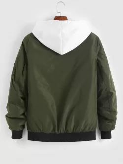 Contrasting Hem Padded Zip Jacket