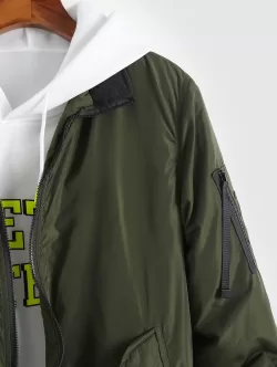 Contrasting Hem Padded Zip Jacket