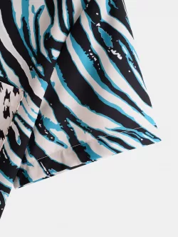 Contrasting Leopard And Zebra Printed Front Pocket Shirt