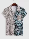 Contrasting Leopard And Zebra Printed Front Pocket Shirt