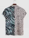 Contrasting Leopard And Zebra Printed Front Pocket Shirt