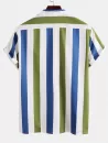 Contrasting Stripe Print Pocket Button Up Short Sleeve Shirt