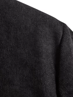 Corduroy Button Up Fake Pocket Short Sleeve Shirt