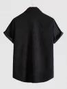Corduroy Button Up Fake Pocket Short Sleeve Shirt