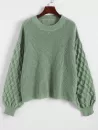 Crewneck Honeycomb-knit Sleeve Sweater
