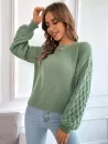 Crewneck Honeycomb-knit Sleeve Sweater