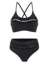Crisscross Frilled Glitter Metallic Thread Bikini Swimsuit