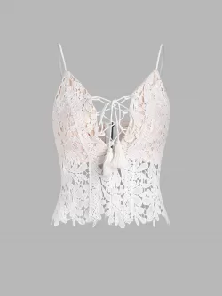 Crochet Insert Lace Up Camisole