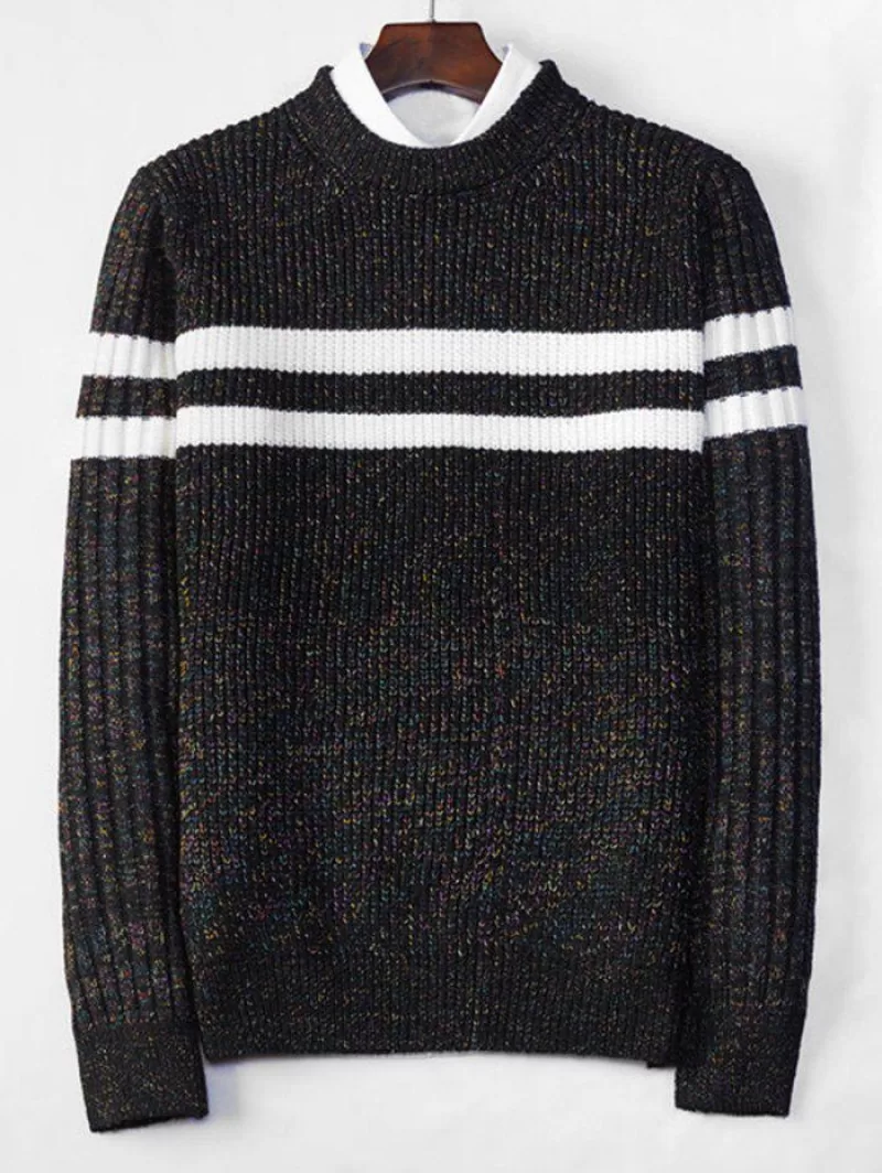 Cross Stripe Contrast Color Pullover Knit Sweater