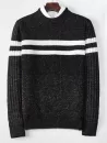Cross Stripe Contrast Color Pullover Knit Sweater