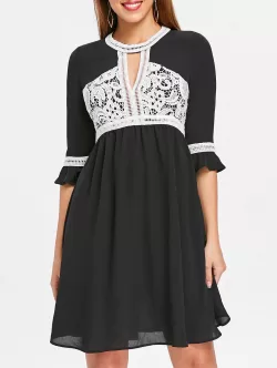 Cut Out Knee Length Flowy Dress