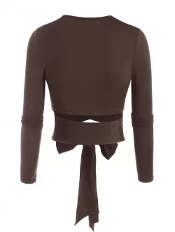 Cutout Cross Tied Long Sleeve Tee