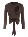 Cutout Cross Tied Long Sleeve Tee