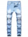 Destroyed Design Light Wash Casual Jeans
