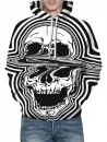 Distorted Skull Pattern Front Pocket Drawstring Hoodie