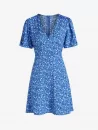 Ditsy Print Ruched Sleeve Empire Waist Dress