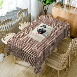 Dog Geometric Print Waterproof Table Cloth