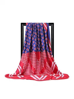 Dots Stripe Print Satin Square Scarf