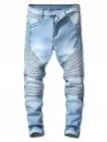 Drape Panel Design Zipper Fly Jeans