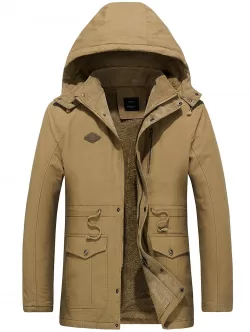 Draw String Waist Detachable Hooded Outdoor Jacket