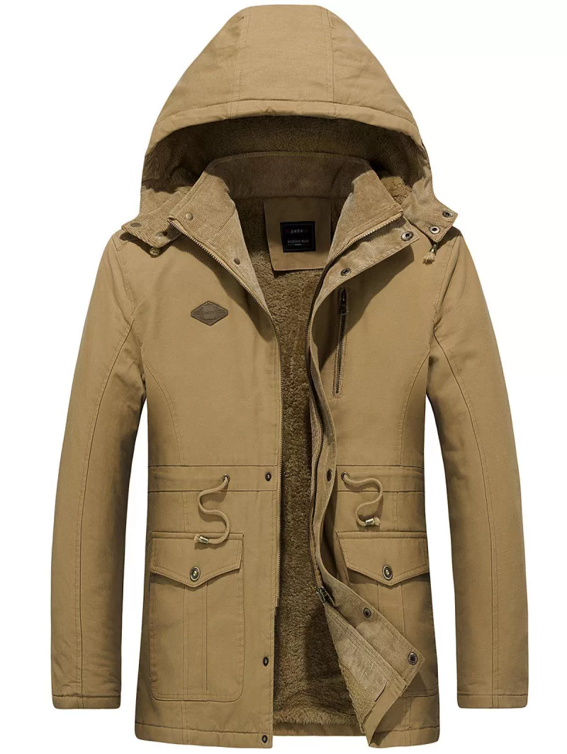 Draw String Waist Detachable Hooded Outdoor Jacket