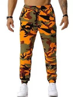Drawstring Camouflage Print Casual Pants