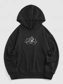 Drop Shoulder Angel Print Renaissance Hoodie