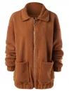 Drop Shoulder Zipper Faux Fur Coat
