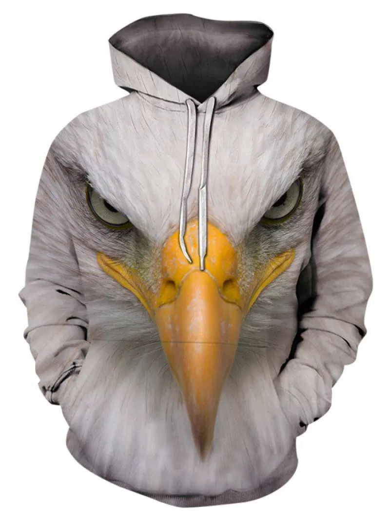 Eagle Pattern Casual Pouch Pocket Hoodie