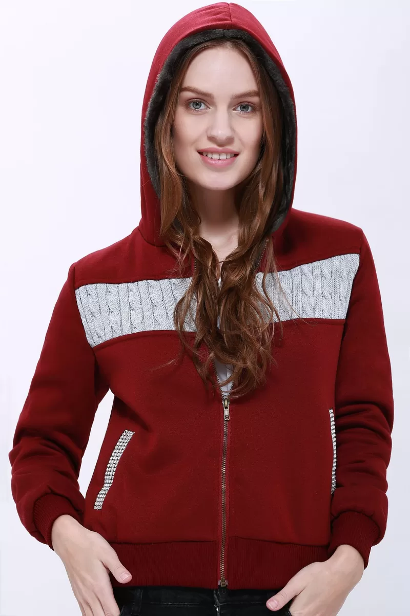 Fashionable Long Sleeve Zippered Hoodie For Women