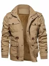 Faux Fur Lined Waist Drawstring Cargo Jacket