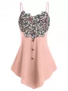 Floral Embroidery Button Cami Tank Top