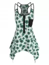 Floral Print Irregular Racerback Tank Top