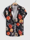Floral Print Vacation Shirt And Frayed Ripped Jeans Set