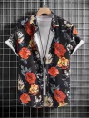 Floral Print Vacation Shirt And Frayed Ripped Jeans Set