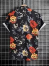 Floral Print Vacation Shirt And Frayed Ripped Jeans Set