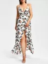 Flower Leaves Print Wrap Maxi Dress